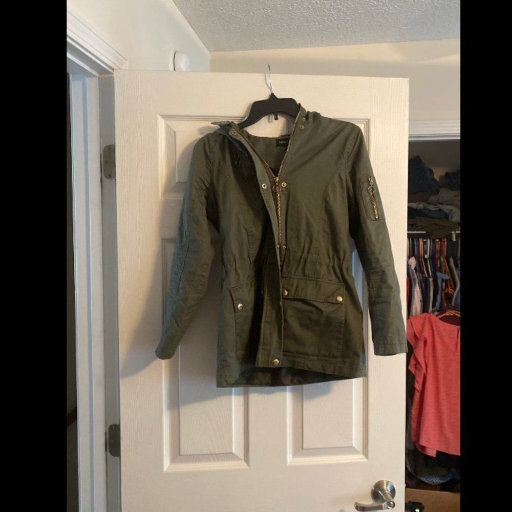 New look hooded green jacket small